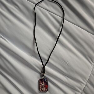 Black Cord Necklace with Floral Pendant (New)